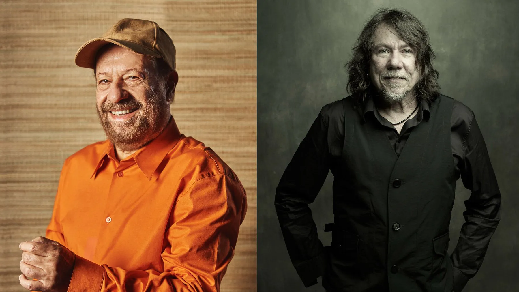 A capa possui duas fotos distintas. Na direita, foto do cantor Lenine. Homem branco, de cabelos castanhos, lisos e compridos. A esquerda, foto do cantor João Bosco. Homem branco, de cabelos castanhos e curtos.